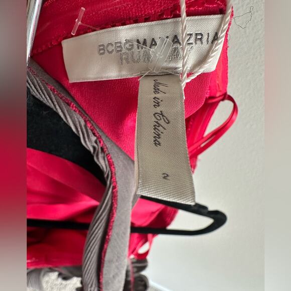 BCBGMAXAZRIA Runway Red Lace & Gray Mesh Ribbon Dress Limited Edition Size 2 NWT - Picture 6 of 10